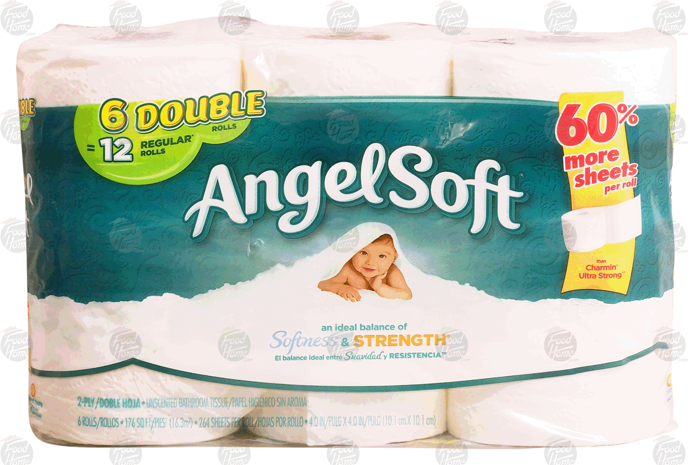 Angel Soft Softness & Strength unscented 2-ply bathroom tissue, 6 double rolls Full-Size Picture